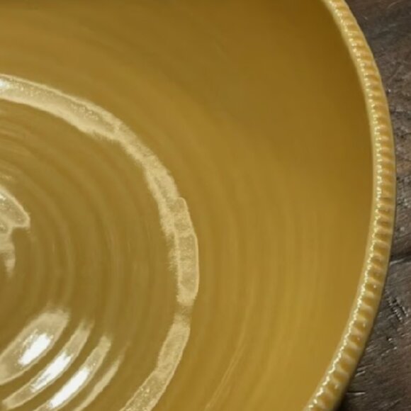 NEW 12" Pottery Barn Gabriella Low Serving Bowl | NWOT GOLD Round Stoneware Bowl - Picture 2 of 6